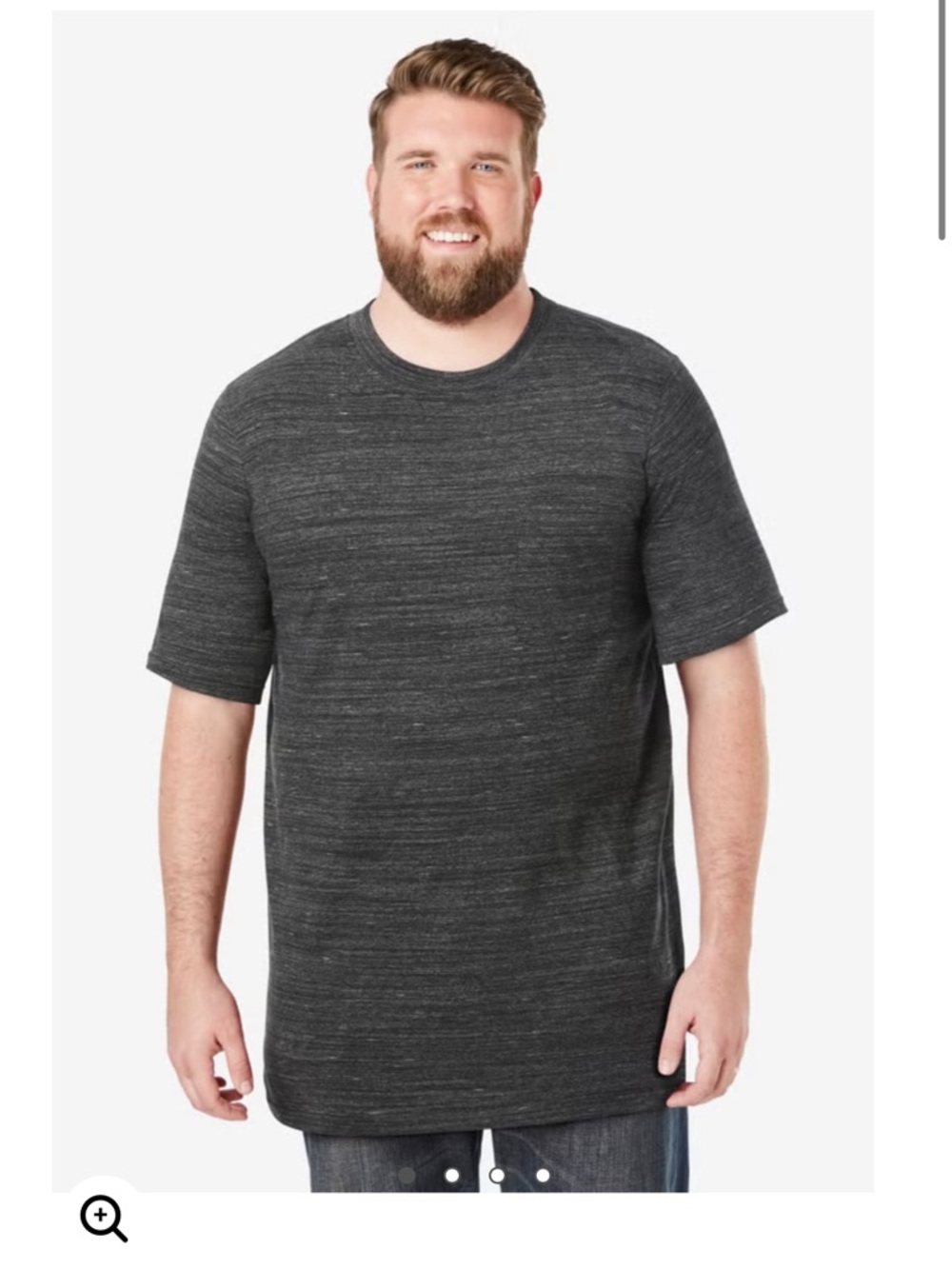 Men's Charcoal Heather Crewneck T-Shirt with pocket size 6XL